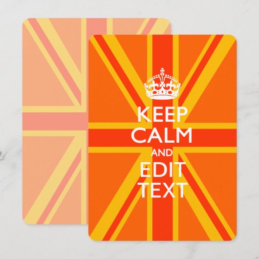 Oranje Keep Calm en Jouw tekst op een uniale aansl (Voorkant / Achterkant)