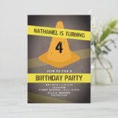 Oranje kegel waarschuwing tape constructie verjaar kaart (Staand voorkant)