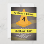 Oranje kegel waarschuwing tape constructie verjaar magnetische uitnodiging (Voorkant)