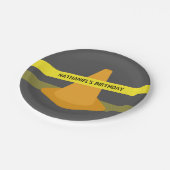 Oranje kegel waarschuwing tape constructie verjaar papieren bordje (Gekanteld)