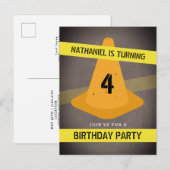 Oranje kegel waarschuwing tape constructie verjaar uitnodiging briefkaart (Voorkant / Achterkant)