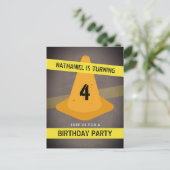 Oranje kegel waarschuwing tape constructie verjaar uitnodiging briefkaart (Staand voorkant)