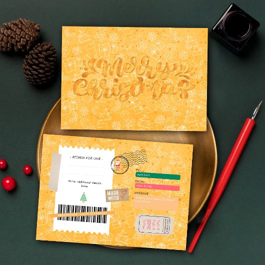 Oranje Kerst Patroon Kerst Ticket Cadeaubon