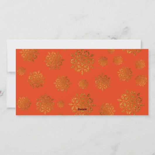 Oranje Kerst Sneeuwvlokken Multi-foto kaarten (Achterkant)