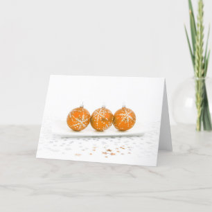 Oranje kerstballen feestdagen kaart