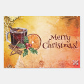 Oranje kerstbeker Holly Berry Cinnamon Inpakpapier Vel (Voorkant)