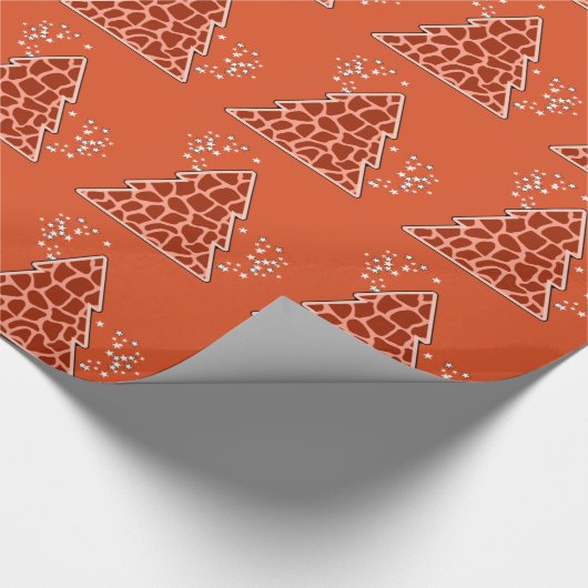 Oranje kerstboom cadeaupapier (Hoek)