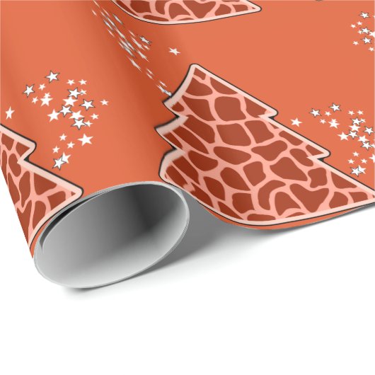 Oranje kerstboom cadeaupapier (Rol Hoek)