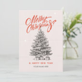  oranje kerstboom feestdagenkaart (Staand voorkant)