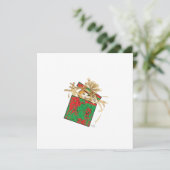 Oranje kerstcadeau met kat feestdagenkaart (Staand voorkant)