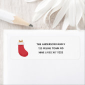 Oranje kerstcadeautje Kat Stapeladres Etiket (Insitu)