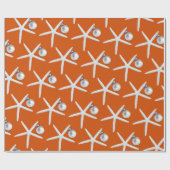 Oranje kerstcadeauverpakking met Starfish Pattern Cadeaupapier (Vlak)