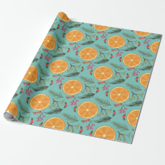 Oranje kerstdruk cadeaupapier
