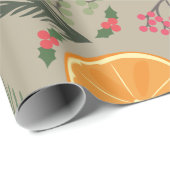 Oranje kerstdruk cadeaupapier (Rol Hoek)