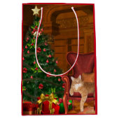 Oranje kerstfeest medium cadeauzakje (Voorkant)