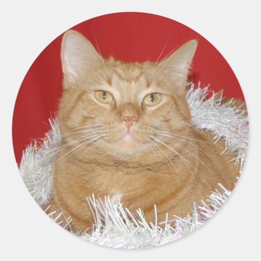 Oranje kerstfeest ronde sticker (Voorkant)