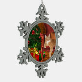 Oranje kerstfeest tin sneeuwvlok ornament (Links)