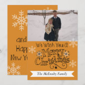 Oranje kerstfeestdag met feestdag voor Kaart feest (Voorkant / Achterkant)