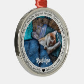 Oranje kerstgedenkornament Cat Angel Metalen Ornament (Rechts)