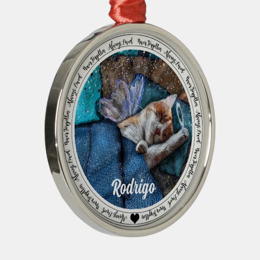 Oranje kerstgedenkornament Cat Angel Metalen Ornament (Rechts)