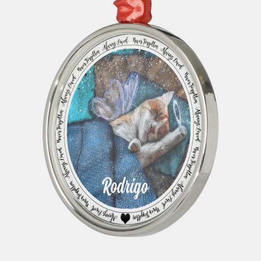 Oranje kerstgedenkornament Cat Angel Metalen Ornament (Links)