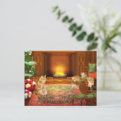 Oranje kerstgezin met katten feestdagenkaart (Staand voorkant)