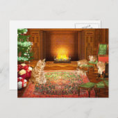 Oranje kerstgezin met katten feestdagenkaart (Voorkant / Achterkant)