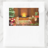 Oranje kerstgezin met katten rechthoekige sticker (Tas)