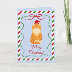 Oranje Kerstkat Kaart