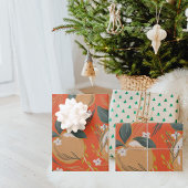 Oranje kerstkleurrijk patroon Inpakpapier Vel