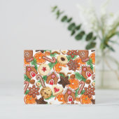 Oranje kerstkoekjes en Snoep Briefkaart (Staand voorkant)