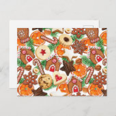 Oranje kerstkoekjes en Snoep Briefkaart (Voorkant / Achterkant)