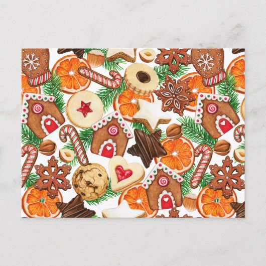 Oranje kerstkoekjes en Snoep Briefkaart (Voorkant)