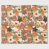 Oranje kerstkoekjes en Snoep Cadeaupapier (Vlak)