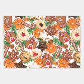 Oranje kerstkoekjes en Snoep Inpakpapier Vel (Voorkant)