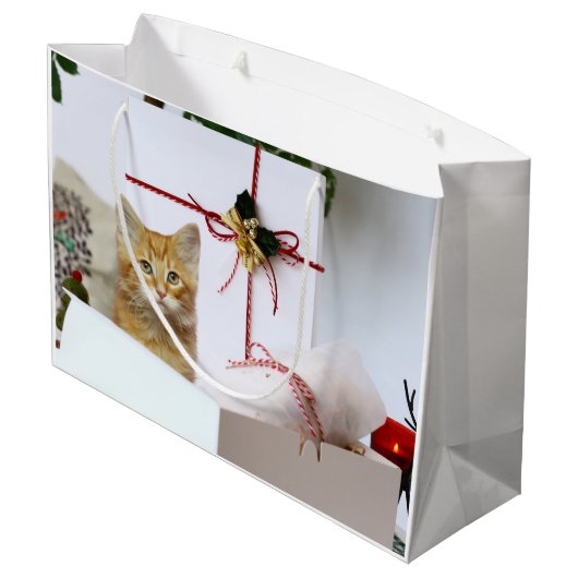 Oranje kerstmis groot cadeauzakje (Achterkant Gekanteld)