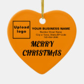 Oranje kerstmis-kleurenhartvorm keramisch ornament (Voorkant)