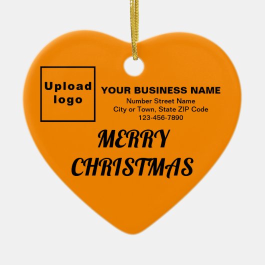 Oranje kerstmis-kleurenhartvorm keramisch ornament (Voorkant)