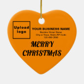 Oranje kerstmis-kleurenhartvorm keramisch ornament (Achterkant)