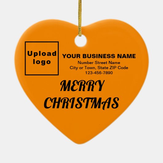 Oranje kerstmis-kleurenhartvorm keramisch ornament (Achterkant)