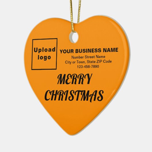 Oranje kerstmis-kleurenhartvorm keramisch ornament (Links)