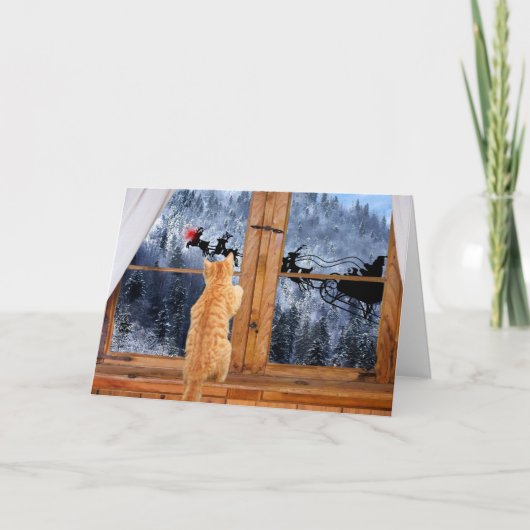 Oranje kerstmis met rode stip feestdagen kaart (Voorkant)