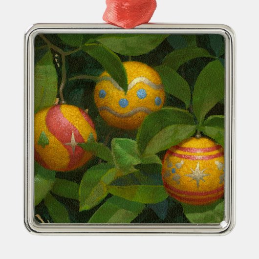 Oranje kerstmok metalen ornament (Voorkant)