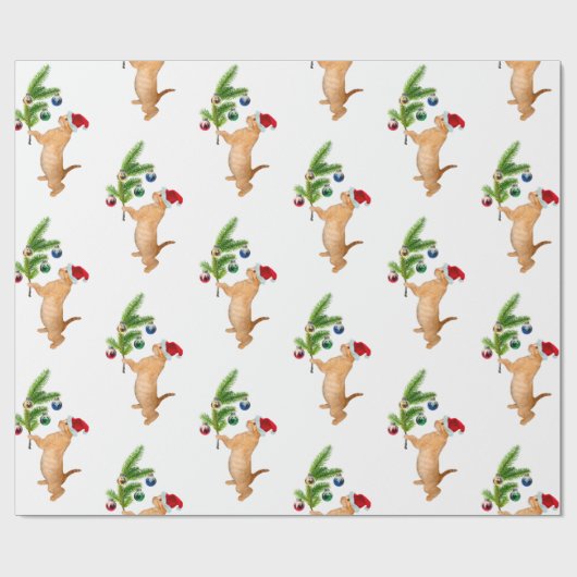 Oranje kerstpapier cadeaupapier (Vlak)