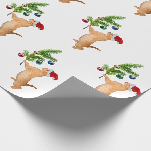 Oranje kerstpapier cadeaupapier (Hoek)