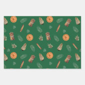 Oranje kerstspecerijen, pine, Pinecones Green Inpakpapier Vel (Voorkant)