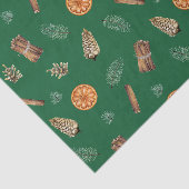 Oranje kerstspecerijen, pine, Pinecones Green Tissuepapier (Detail)