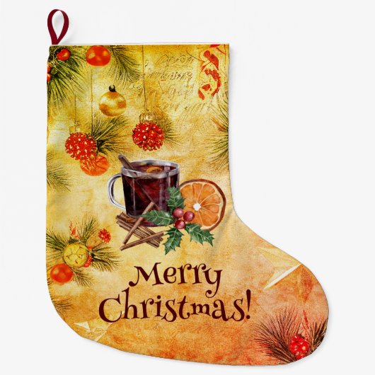 Oranje kersttheebeker Berry Cinnamon Grote Kerstsok (Voorkant)