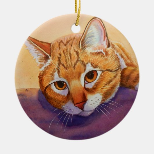 Oranje kerstversiering keramisch ornament (Voorkant)