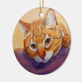 Oranje kerstversiering keramisch ornament (Links)
